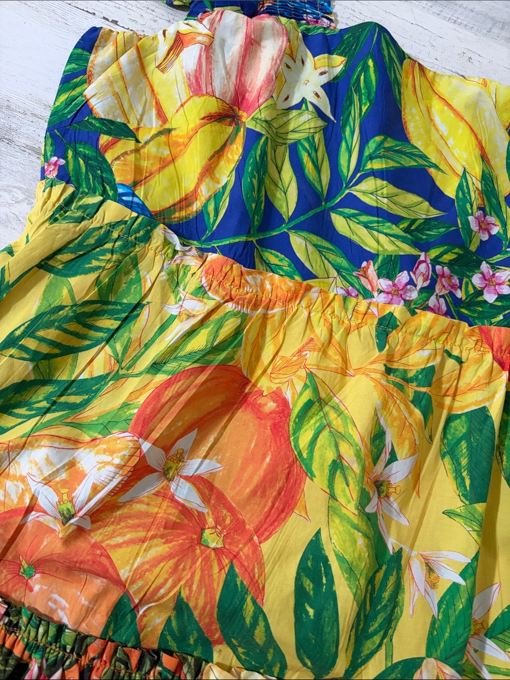 FARM Rio Caipirinha Mini Dress Tropical Fruit Flutter Sleeve Size Large - Picture 6 of 13
